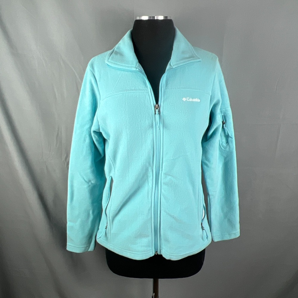 Columbia Fast Trek II Fleece Jacket Womens S Turquoise Hiking Camping Full Zip